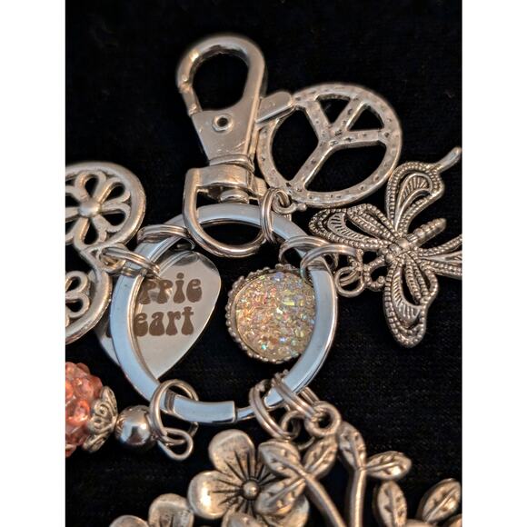 Hippie Heart Multi-Charm Silver Tone Keychain - Picture 4 of 5